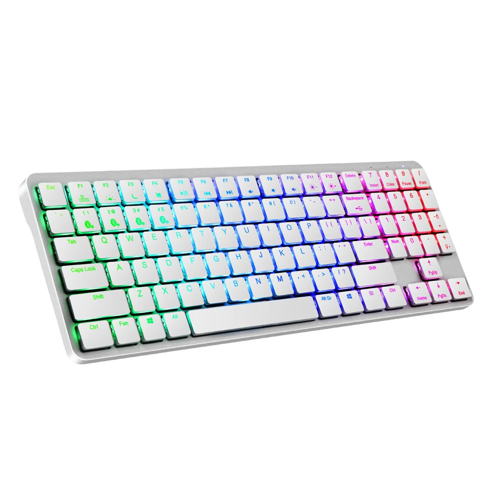 GK950-silver Hexgeards X1 Bluetooth клавиатура RGB подсветка клавишные колпачки из ПБТ переключатель kailh клавиатура Беспроводная портативная механическая клавиатура - Цвет: GK950-silver