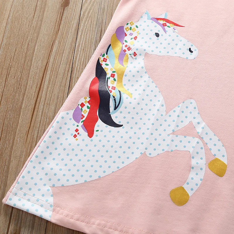 Детское длинное Хлопковое платье-футболка с коротким рукавом | Детская одежда и