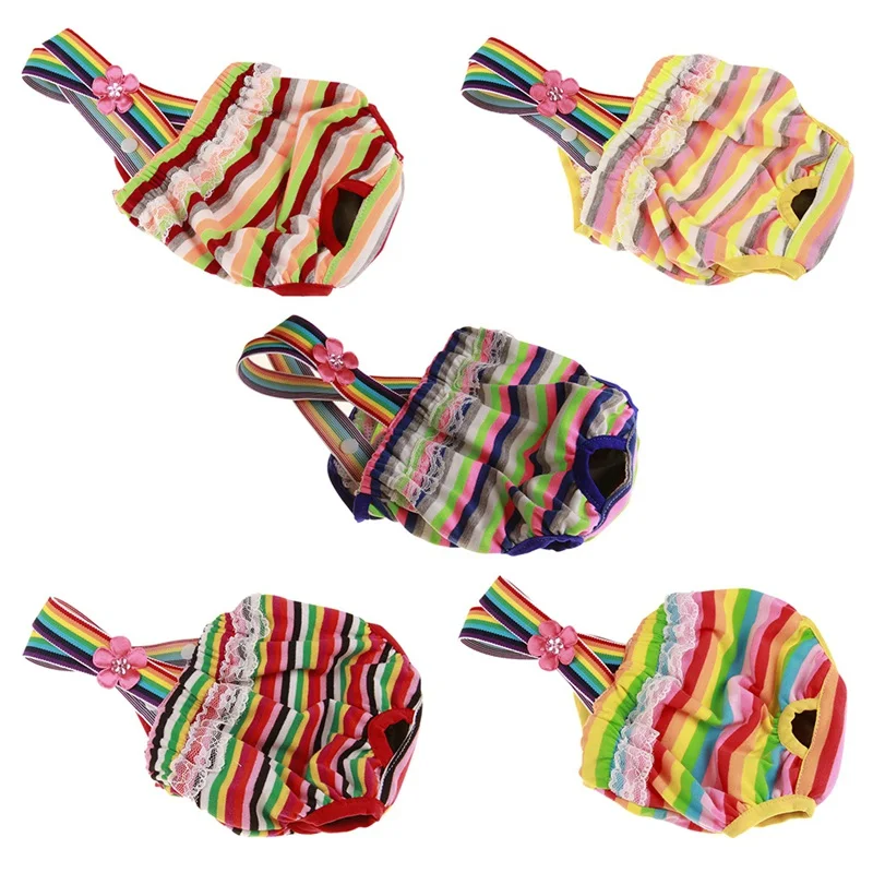 Striped Pet Dog Shorts Diaper Sanitary Physiological Pants Washable Female Short Panties Menstruation Underwear Briefs