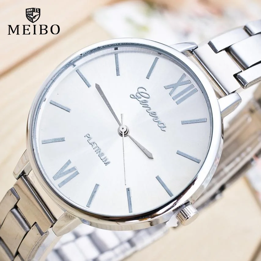 MEIBO Elegant Women's watches fashion Wrist watches New Geneva Ladies Watch Stainless Steel Watches for women Quartz montre