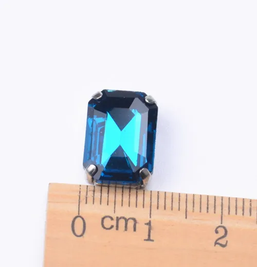 Pore blue 10*14 мм с украшением в виде кристаллов прямоугольник 20 штук Бисер для шитья с схватка Свадебные серебряные задняя изысканный камень с металлические элементы с отверстиями - Цвет: Pore blue