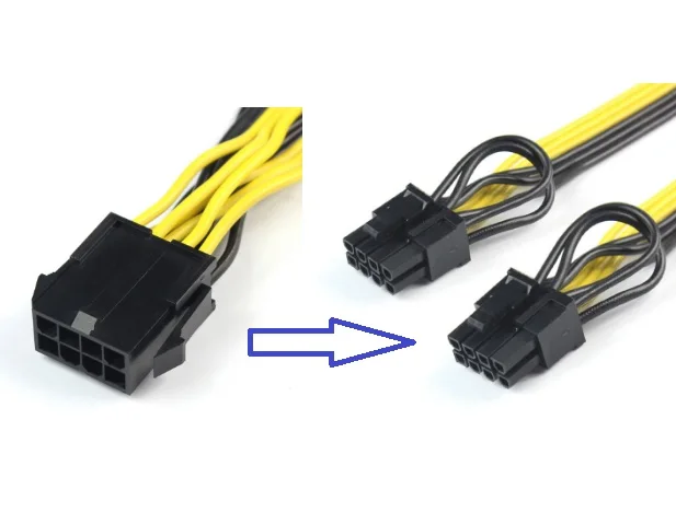 100 шт. разъем для адаптера PSU CPU 8 Pin видеокарты двойной PCI E PCIe 6 + 2 разветвитель