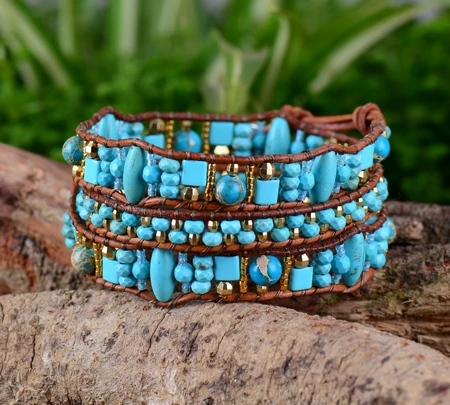 Браслет в стиле бохо качественные разные формы бисер кожаный браслет модный