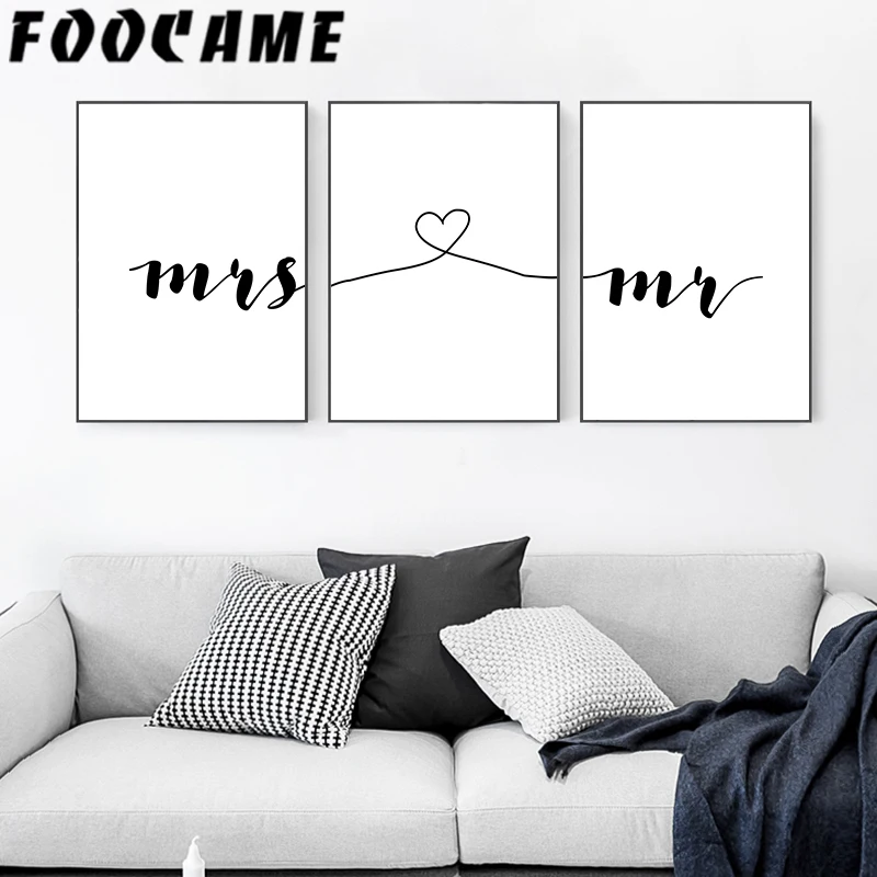 Mr Family Mrs Quotes Минималистичная любовь искусство стены Скандинавская Картина на