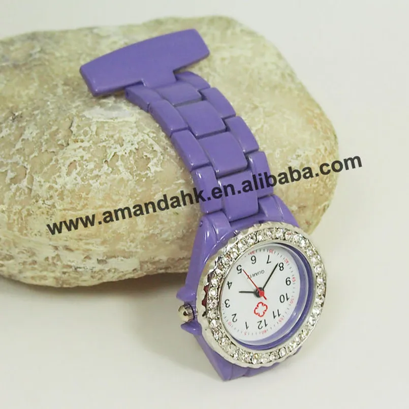 100pcs/lot Wholesale Fashion Metal Medical Watches Rhinestone Nurses Watch Pin Fob Brooch Pendant Hanging Pocket Watch