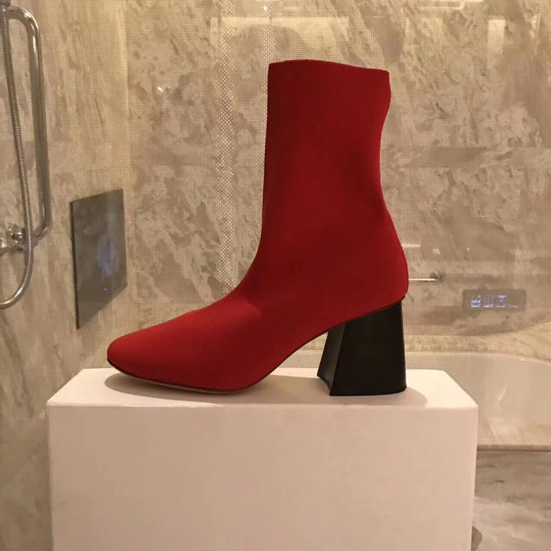 Осень-зима 2017 новые модные ковбойские полусапожки из толстой кожи женские