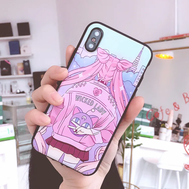 SAM S10 plus милый Сейлор Мун чехол для телефона для samsung Galaxy S10/S10e/S9 plus/S9/S8 розовая девушка мягкая задняя крышка Капа Coque