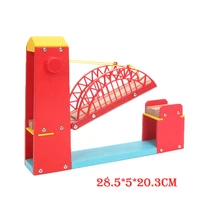 friends wooden railway toys extended red single suspension bridge model train wood accessries bloques de construccion