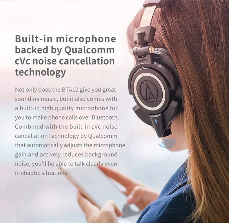 FiiO Bluetooth 5,0 аудио музыка беспроводной Bluetooth адаптер для Audio-Technica ATH-M50x для ATH-MSR7 с поддержкой aptXLL Micphone