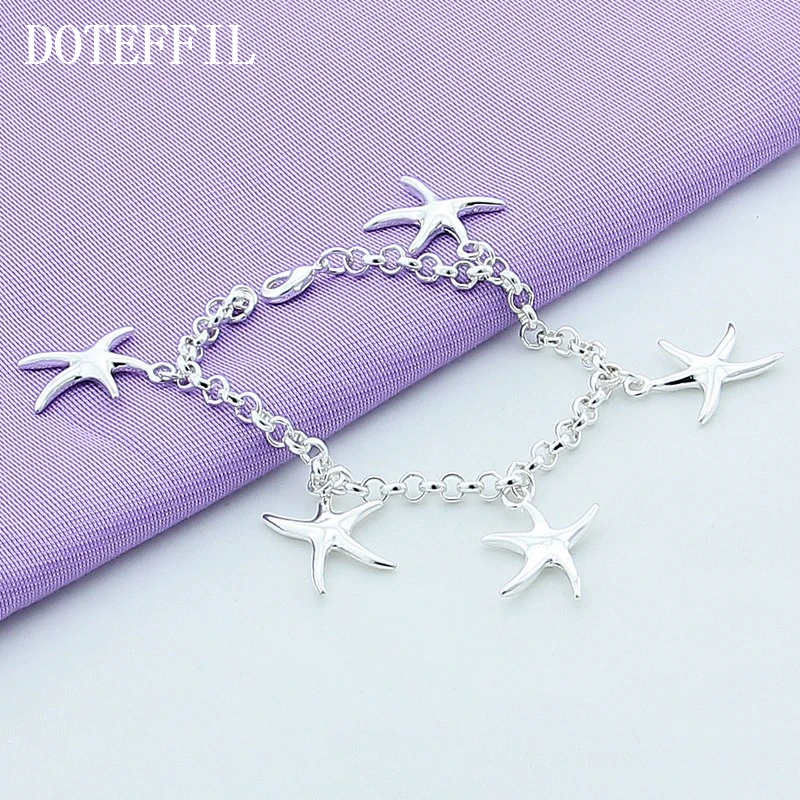 Женский браслет DOTEFFIL из серебра 925 пробы с пятью морскими звездами|sterling silver