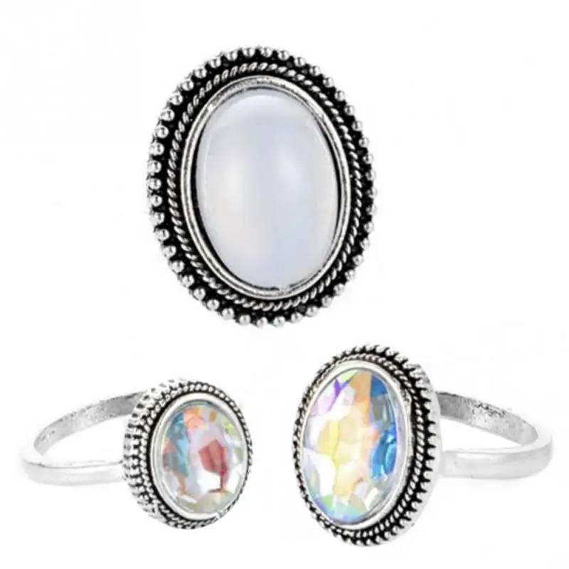 3 шт Роскошные круглые стразы в стиле ретро украшения кольца набор ювелирных