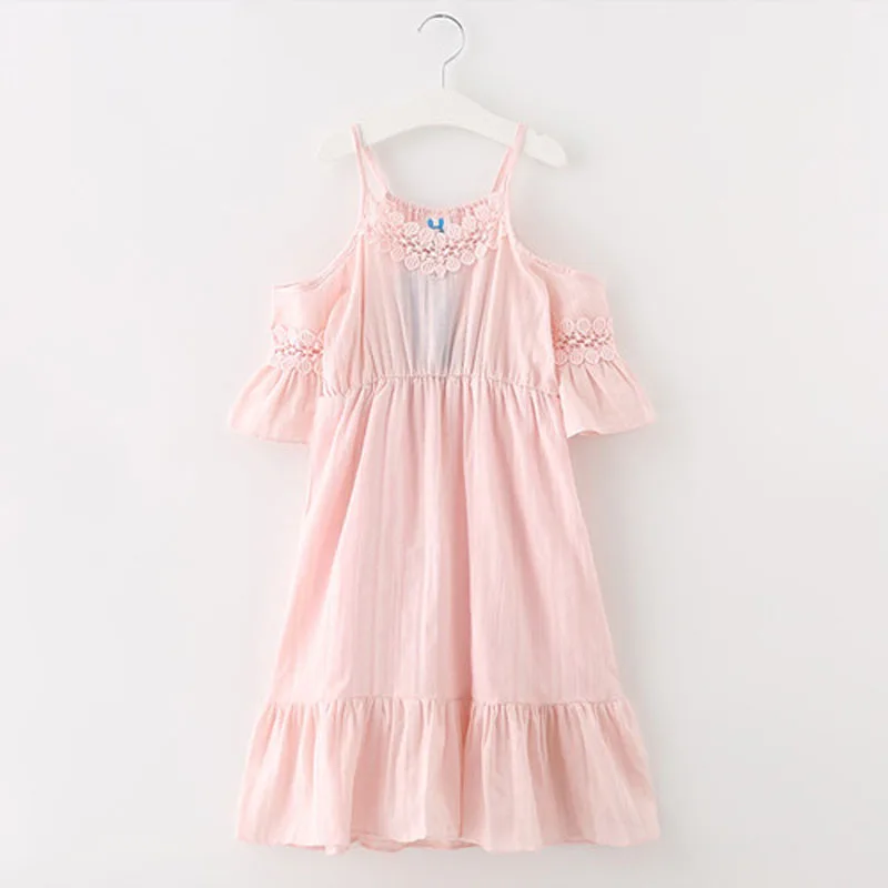 Summer Kids Dresses For Girls Sweet Princess Beach Dress Elegant Lace Cotton Sundress Baby Girl Clothes age 4 6 8 10 12 14 yrs | Детская