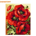 CHENISTORY Акриловая картина, красный цветок, DIY Цифровая живопись по номерам, домашний декор, Современная Настенная живопись на холсте, настенная живопись