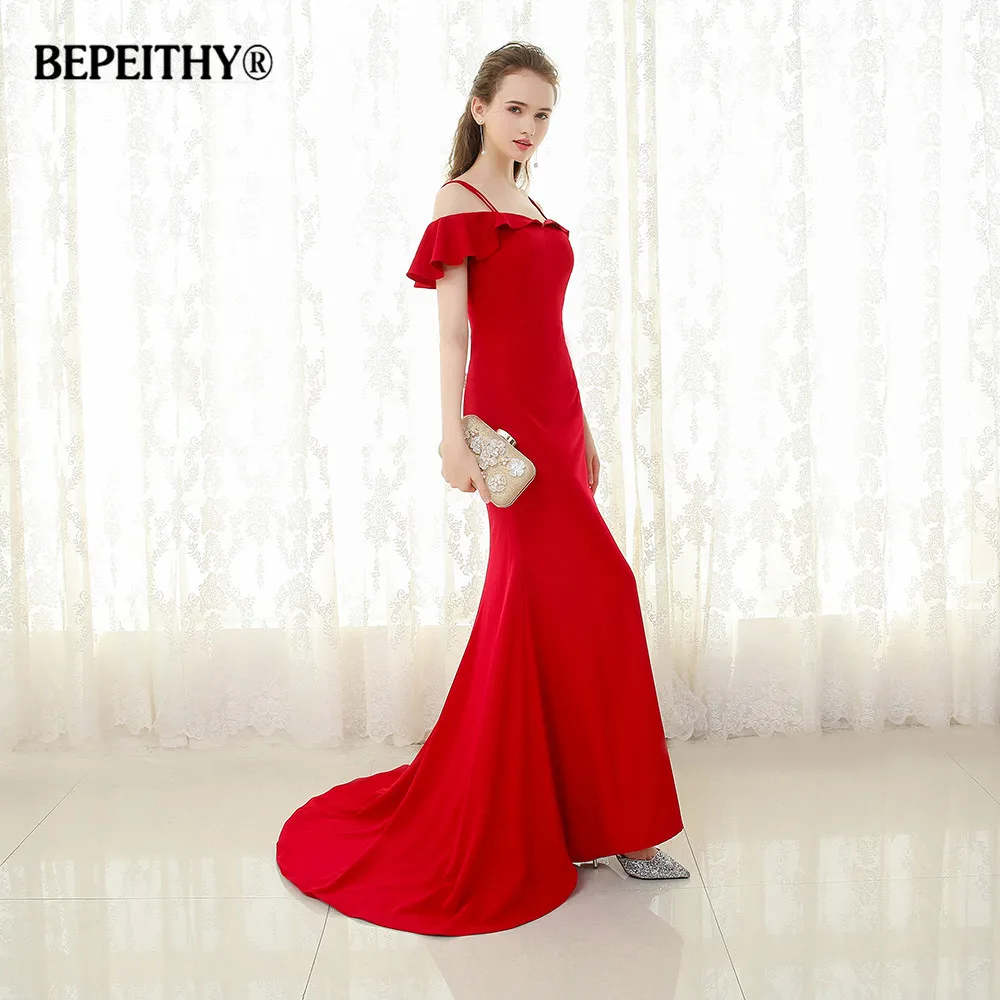 BEPEITHY 2019 Русалка длинное вечернее платье спагетти бретели для нижнего белья vestido de