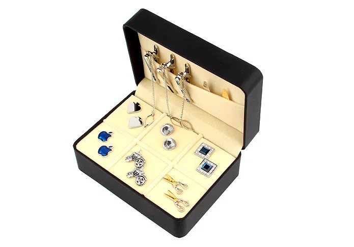 Brand New Cuff Links Gift Box 6 Pairs Holder Tie Clip Set Package 146mm*106mm*60mm PU Coated Display BoxCuff | Украшения и
