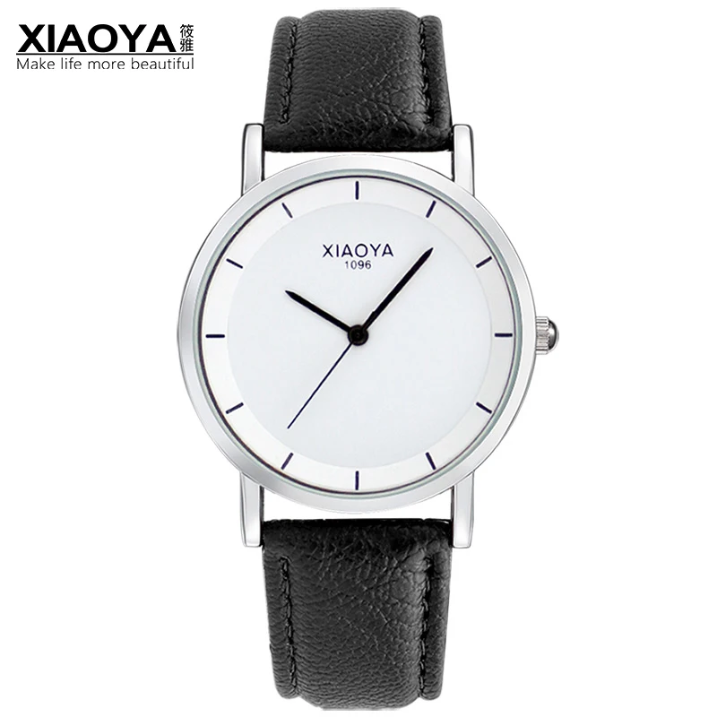 White black 1096 XIAOYA модные Ультратонкие мужские наручные часы s кожаный ремешок простой кварцевые часы мужские Relogio Masculino мужские часы Reloj Hombre - Цвет: White black 1096