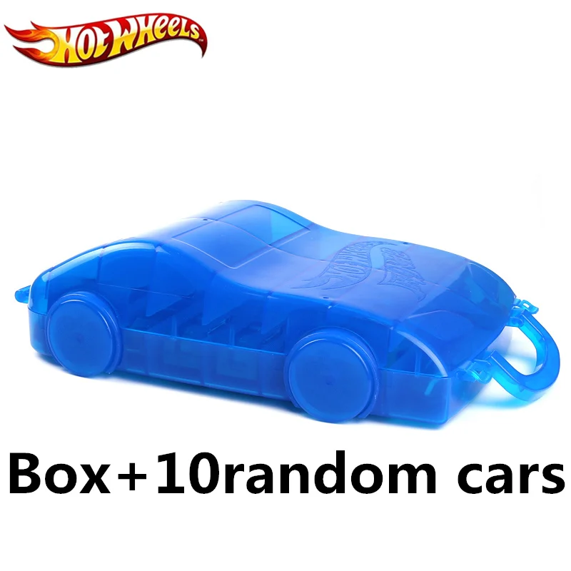 Hot Wheels автомобильный трек игрушка ABS пластиковый ящик для хранения Hotwheels автомобильная парковочная площадка удобная модель держатель для автомобилей подарки - Цвет: Box and 10 Cars