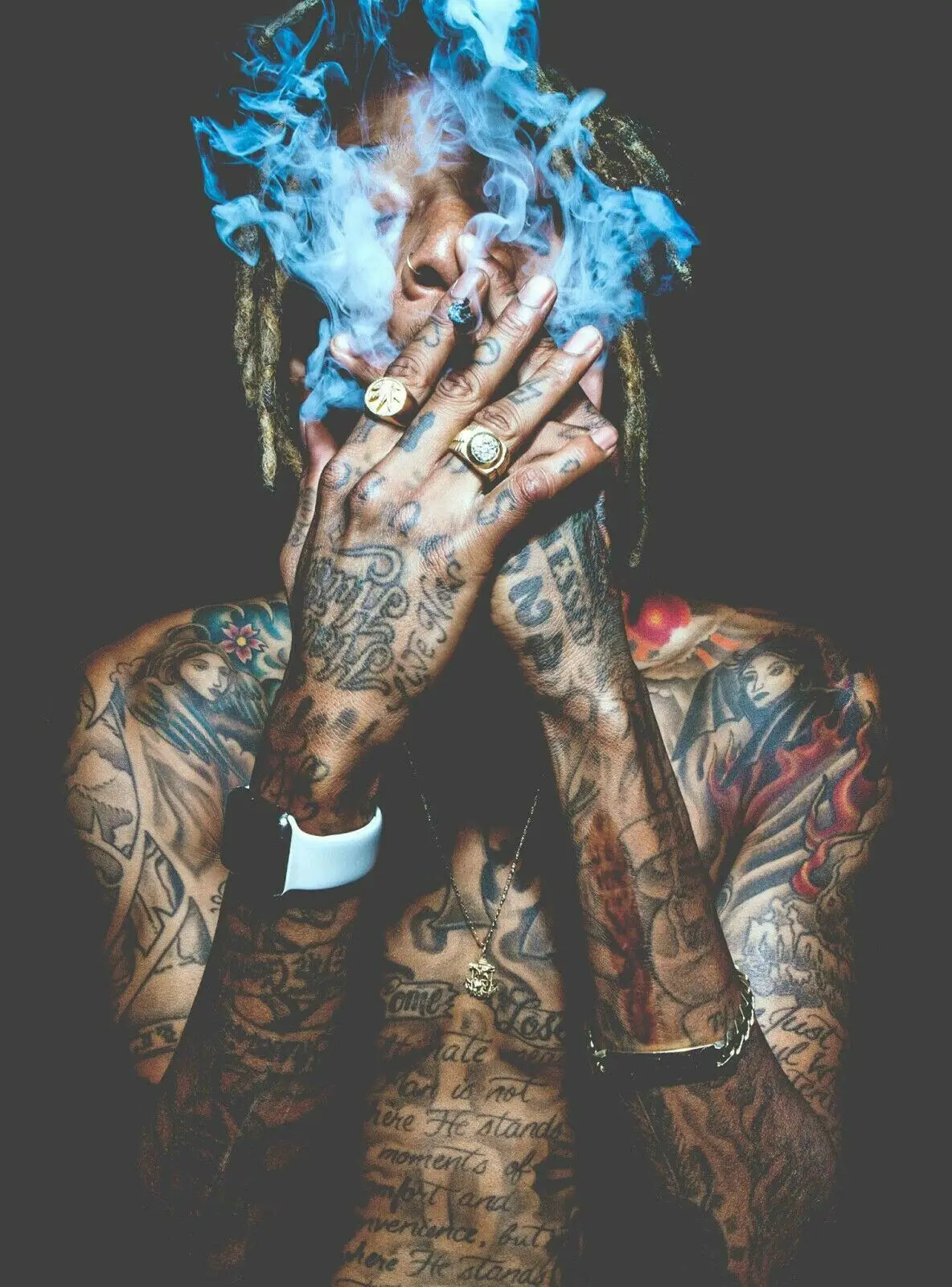 Q0379 Плакаты и печать Горячая Khalifa fucc день реперские кепки дыма певец звезды