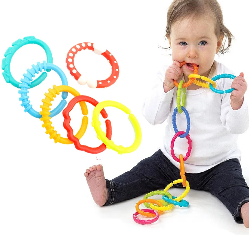 6 шт./лот ребенка прорезыватель-игрушка радуга QQ дети моляров кольцо эко Пластик