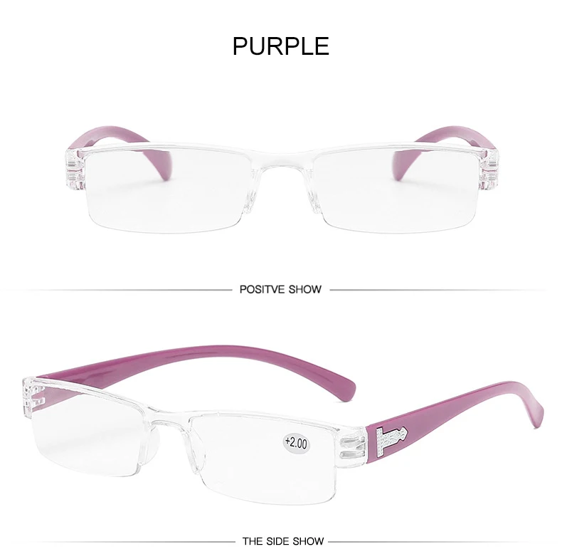 LS JOHN Korean Fashion Reading Glasses Men Women Clear Lens Half Frame Presbyopic Eyewear 1.0 1.5 2.0 2.5 3.0 3.5 4.0 for Reader