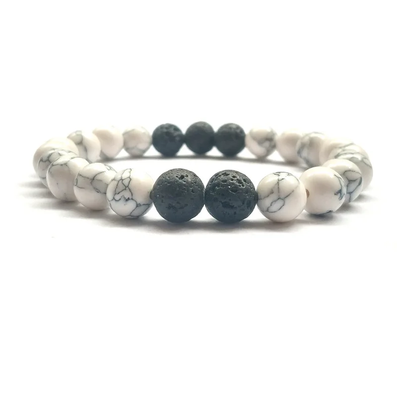 Браслет с бусинами Howlite и черного камня ювелирное изделие сделай сам из