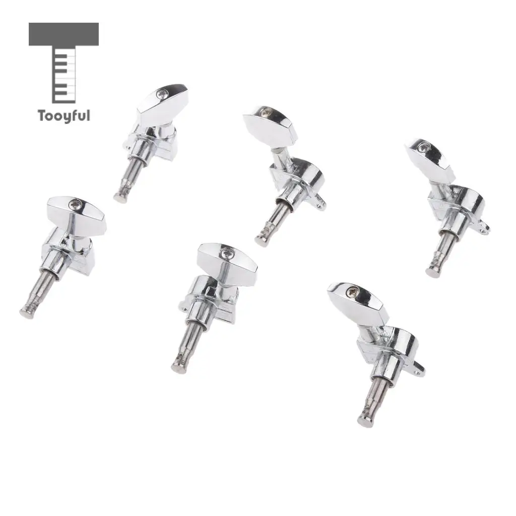 Tooyful 3R+3L Acoustic Electric Guitar String Semiclosed Tuning Pegs Tuners Machine Heads+Ferrule+Screws Accessory Silver | Спорт и