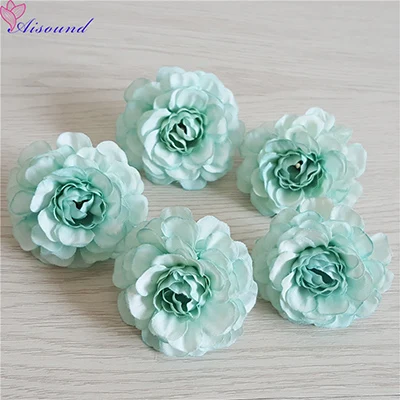 pale turquoise Aisound 12 шт. искусственная шелковая Камелия розы головы поддельные цветы DIY ремесло поставки венок свадебное украшение цветочные ремесла - Цвет: pale turquoise