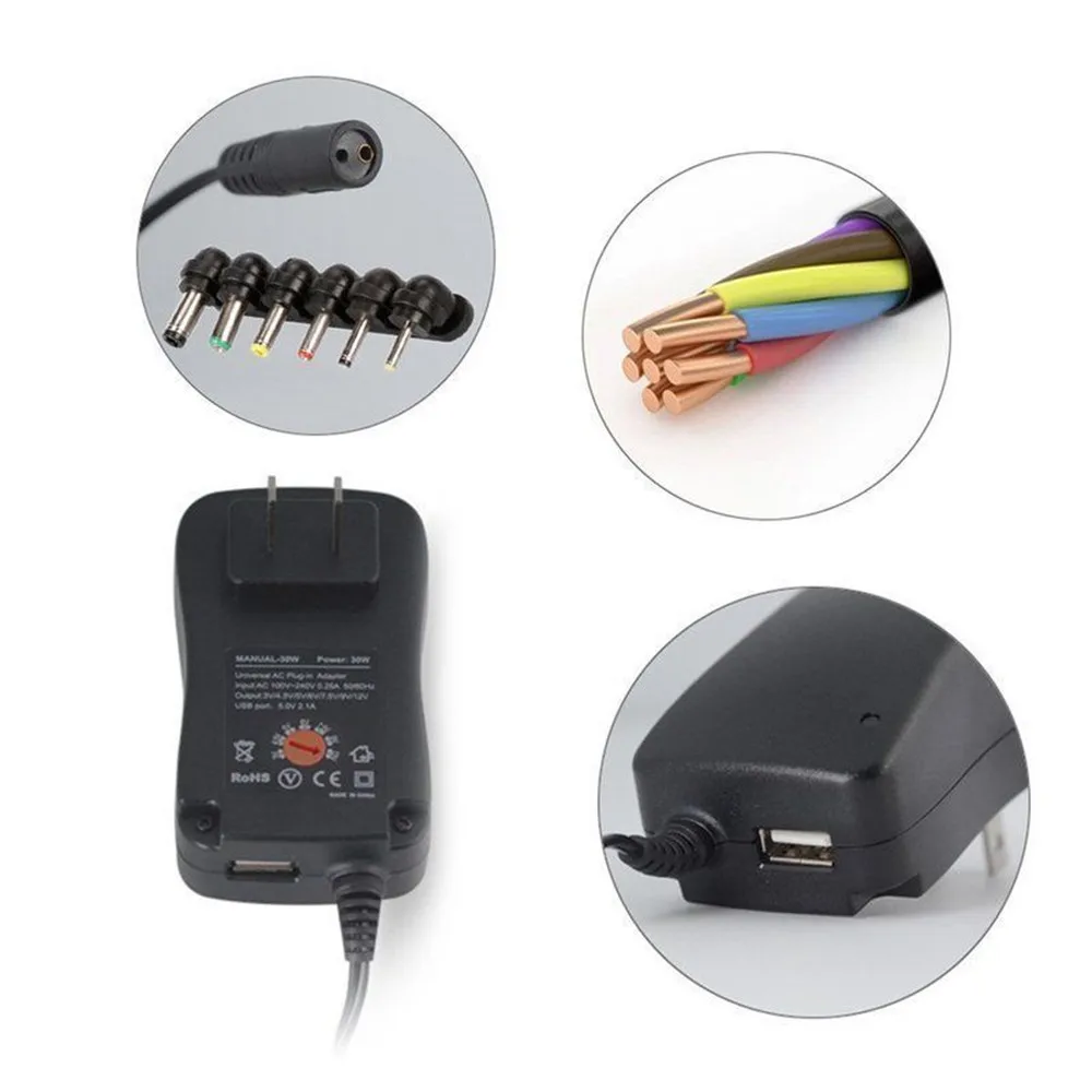 3-12 В Универсальный адаптер питания с регулируемым напряжением выходом USB 6