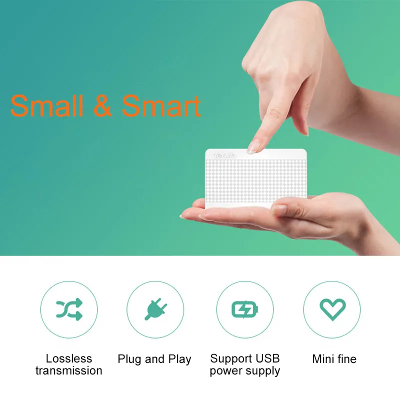 Tenda S105 коммутатора Ethernet WiFi модуль, мини 5 Порты и разъёмы Настольный Ethernet сетевой коммутатор, 100 Мбит сетевой концентратор, маленький и умный, подключи и играй, легкая установка