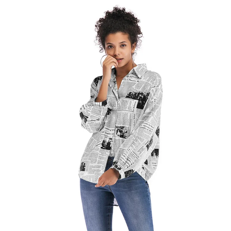 2019 модные дизайнерские Для женщин шифоновая рубашка Повседневное Письмо печати