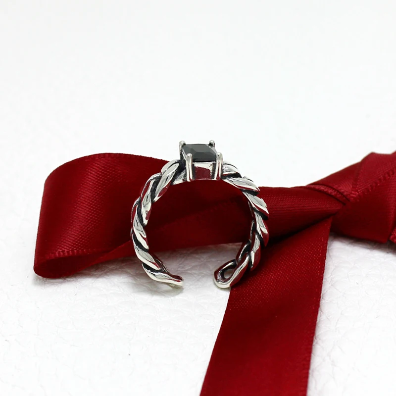 Женское винтажное Открытое кольцо ROCKART черное квадратное Агатовая цепочка из