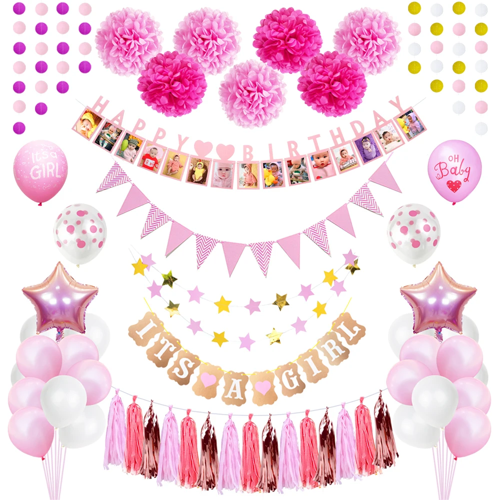 1 комплект для мальчиков и девочек украшение на день рождения синий розовый