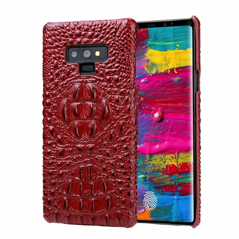 Чехол из натуральной кожи для Samsung Galaxy S8 S9 S10 плюс s9Plus Чехол класса люкс с рисунком «крокодил» головной телефон чехол для Galaxy Note 8 9 крышка - Цвет: Красный