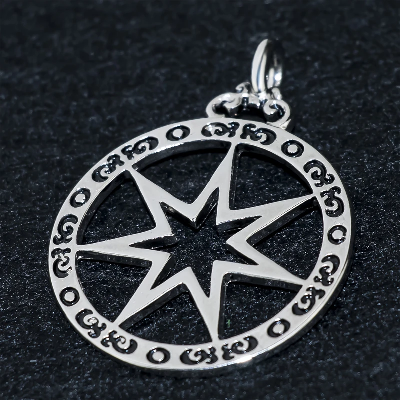 Серебряная Мужская Оловянная подвеска с септаграммой и звездой для мальчиков