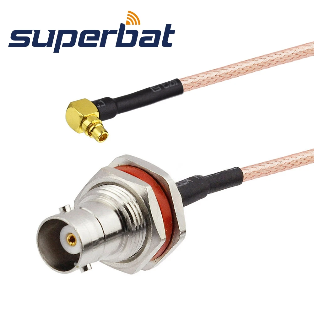 

Superbat BNC Female Bulkhead O-ring to MMCX Male Right Angle Pigtail Cable RG316 15cm