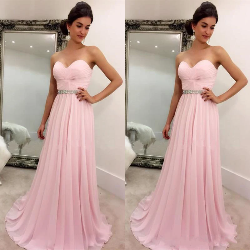 Женское шифоновое платье без рукавов розовое элегантное простое для выпускного