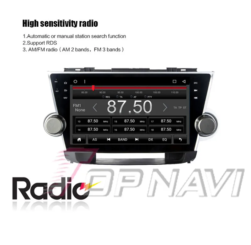 1 din Авторадио 10,1 дюймов Android 8,1 для Toyota Highlander 2008 2009 2010 2011 2012 2013 Автомобильный gps мультимедийный стерео без DVD