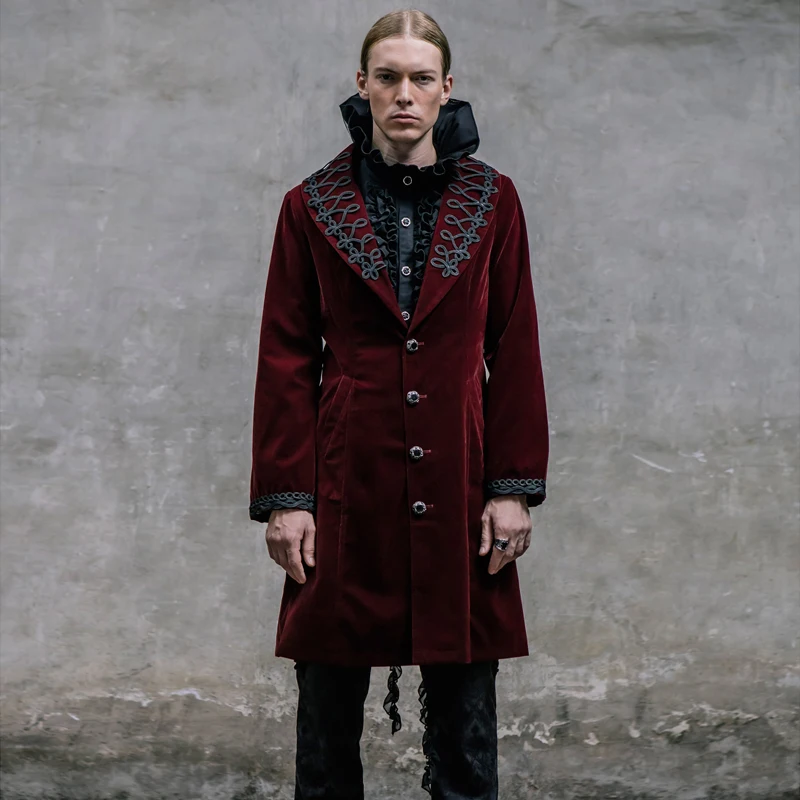 Gothic Men's Dress Coat Steampunk Lapel Neck Winter Long Jacket Party Halloween Outerwear Coats | Мужская одежда