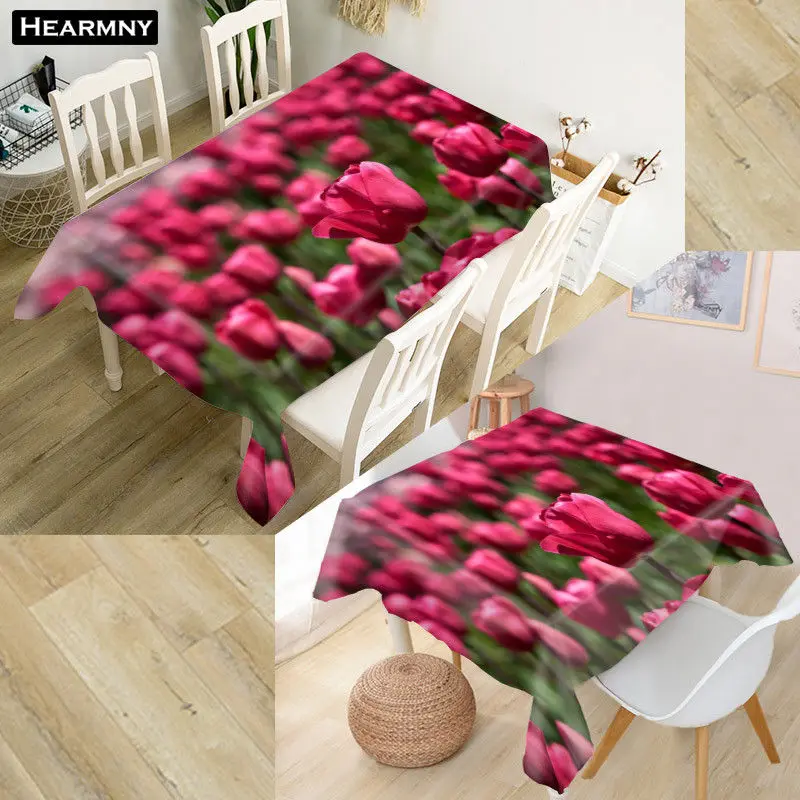 HEARMNY тюльпаны скатерть 3D Оксфорд ткань квадратная/прямоугольная Пыленепроницаемая скатерть для вечерние украшения дома ТВ чехлы - Цвет: 6