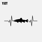 YJZT 17,8 см * 5,7 см Виниловая наклейка на автомобиль форель рыба сердцебиение наклейка черныйсеребристый C24-0957