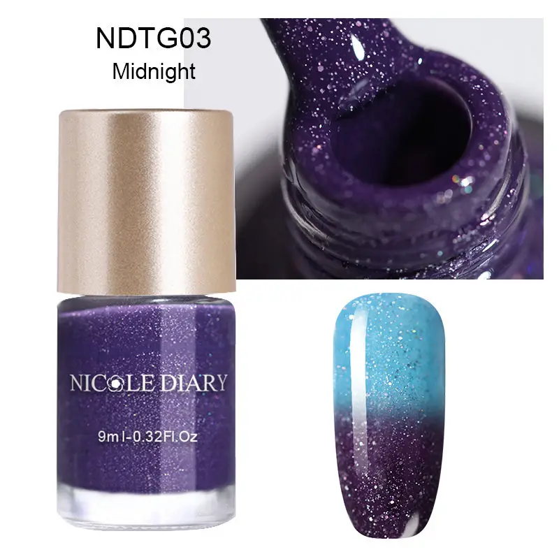 NDTG03 NICOLE DIARY 9 мл Лак для ногтей Хамелеон голографический термальный переливающийся лак Блестящий лак для маникюра Лак для ногтей - Цвет: NDTG03