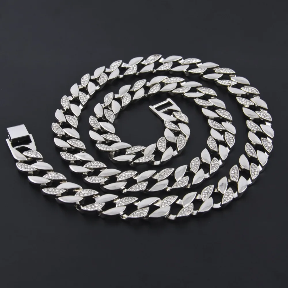 

High Quality Hip Hop Bling Iced Out CZ Gold Silver Plated Jewelry MIAMI Cuban Cuba Link Chain Necklaces Women Men Jewelry