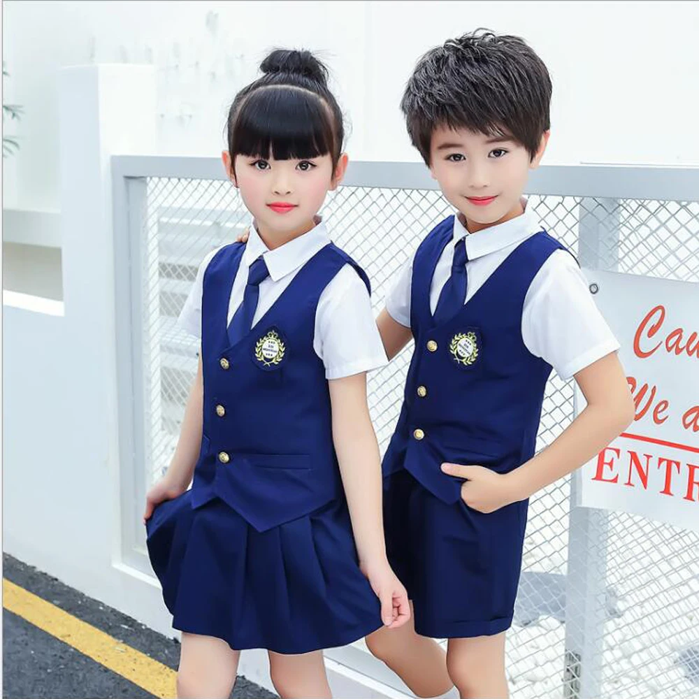 

Children Japanese Korean School Uniform for Girl Boys Navy Style Shirt Tops Skirt Shorts Tie Kid Student Summer Clothing Outfit