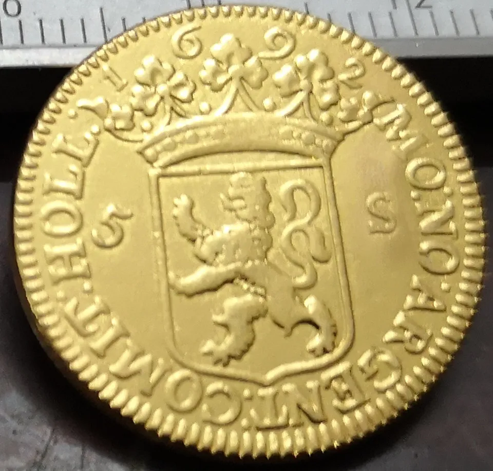 1692 Голландская республика(Холланд) 5 ставеров золото копия редкая монета