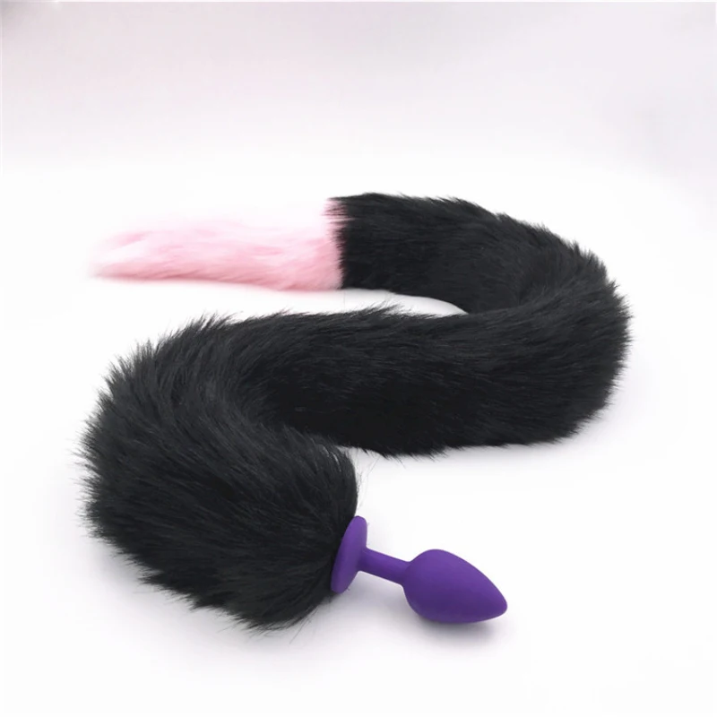 Silicone Butt Plug Tail Anal Splicing Color Black and Pink Animal Tails Anus Stopper Sex Products for Couples H8-5-131A | Красота и
