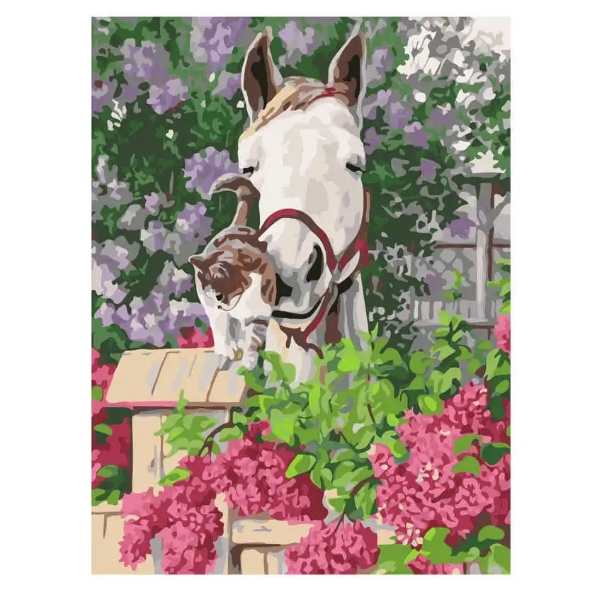 horse painting 10 Раскраска по номерам, сделай сам роспись по номерам, декоративная картина роза, цветочные картины по номерам - Цвет: horse painting 10