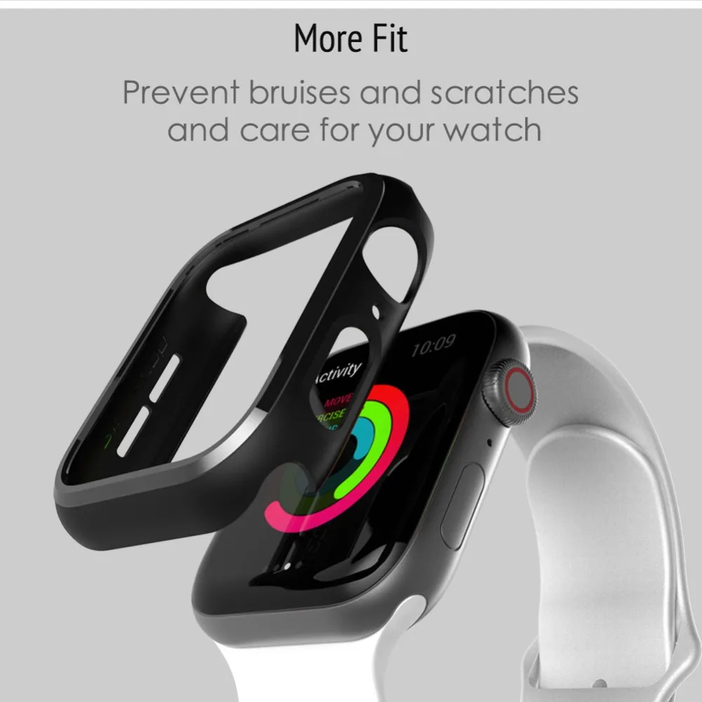 Бампер для apple watch series 1 2 3 4 5 PC чехол тонкий чехол для iWatch тонкий протектор пластиковая черная рамка 40 44 38 42 мм ремешок