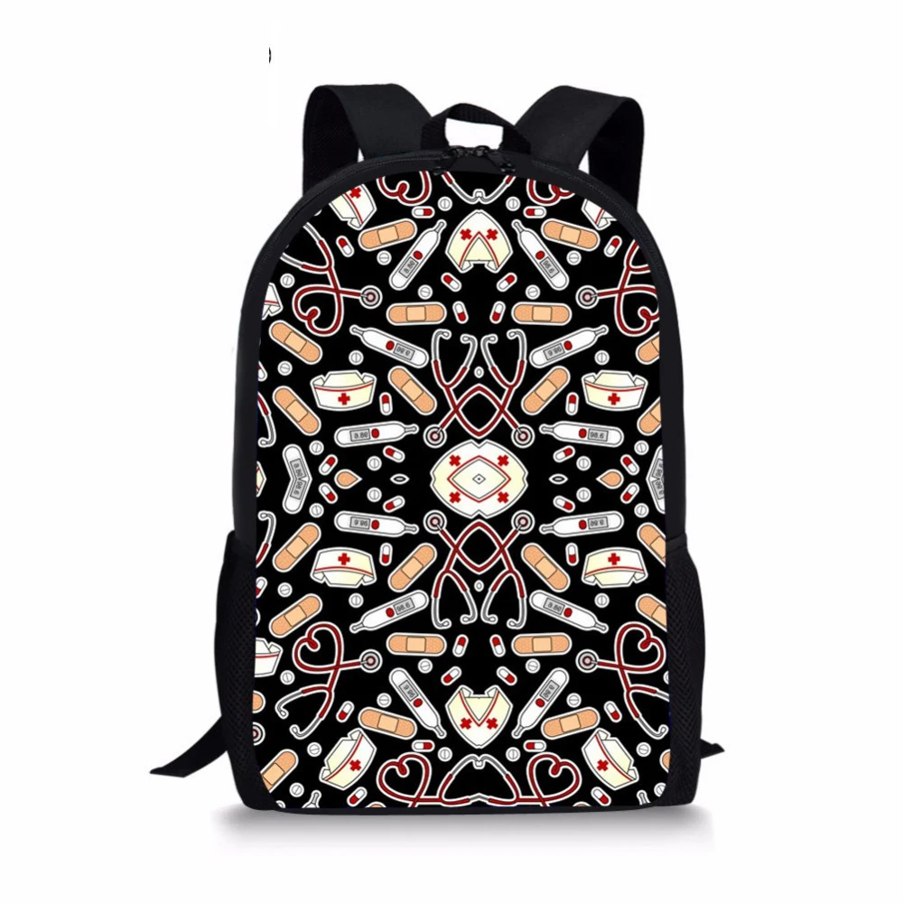 Customized Cartoon Nurse Pattern Back To School Student Backpacks Set Children Shoulder Bags For Teens Girls Travel Schoolbags | Багаж и