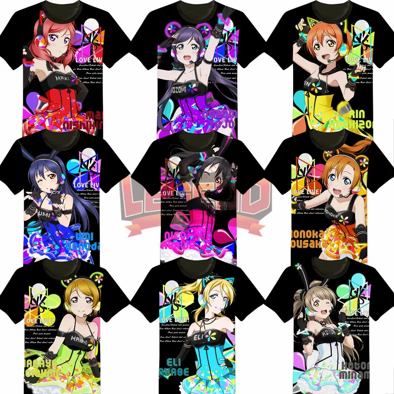 Love Live! Косплей lovelive рубашка Нико ханайо Мики umi kotory nozomi rin eli honoka черная футболка с