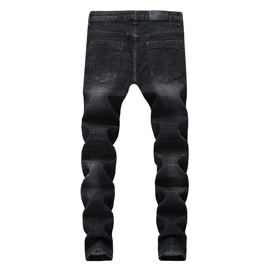 Новинка года Дизайнерские мужские джинсы вышитые джинсы для женщин Slim Fit для мужчин s лоскутное Панк Байкер джинсовые черные брюки дропшиппинг